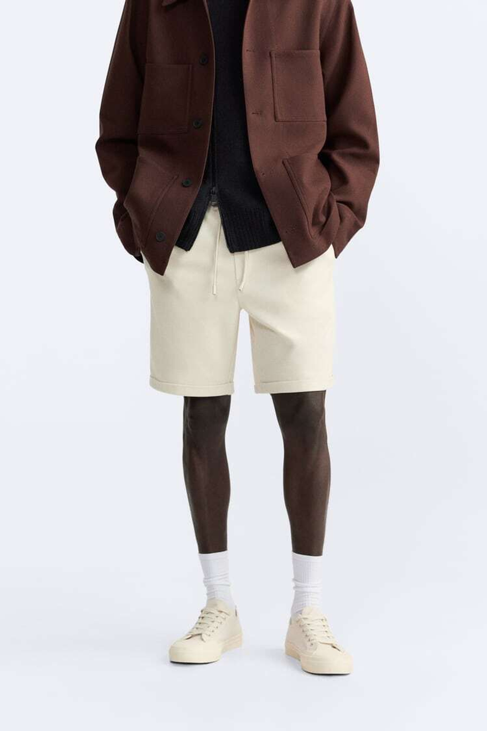 ZARA ШОРТЫ КОМФОРТНОЙ ПОСАДКИ, ЭКРЮ