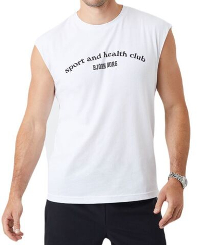 Мужская теннисная футболка Björn Borg Borg Sleeveless T-Shirt - brilliant white