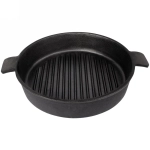 Сковорода-гриль круглая чугунная 24 см, 2 боковые ручки