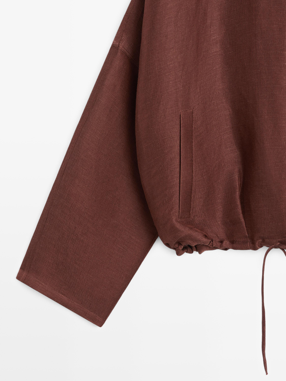 Massimo Dutti Бомбер из смесового льна, коричневый