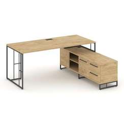 Rift Direct Стол руководителя на опорной тумбой RF.SRT-25 (L) Тиквуд Светлый/Металл Антрацит/Черный