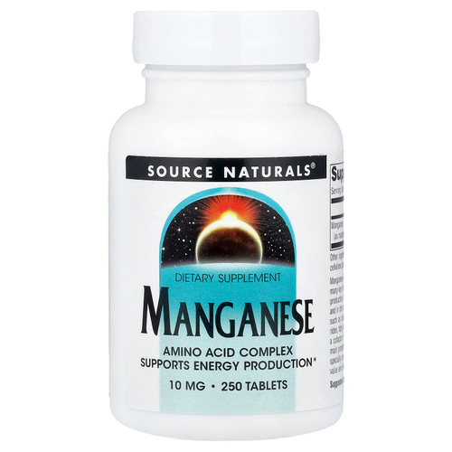 Source Naturals, марганец, 10 мг, 250 таблеток