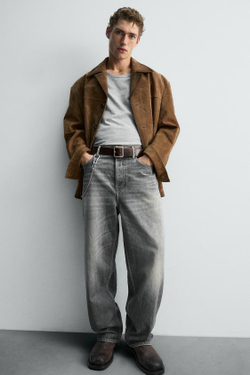 ZARA ДЖИНСЫ RELAXED STRAIGHT FIT - LIMITED EDITION, СЕРЫЙ