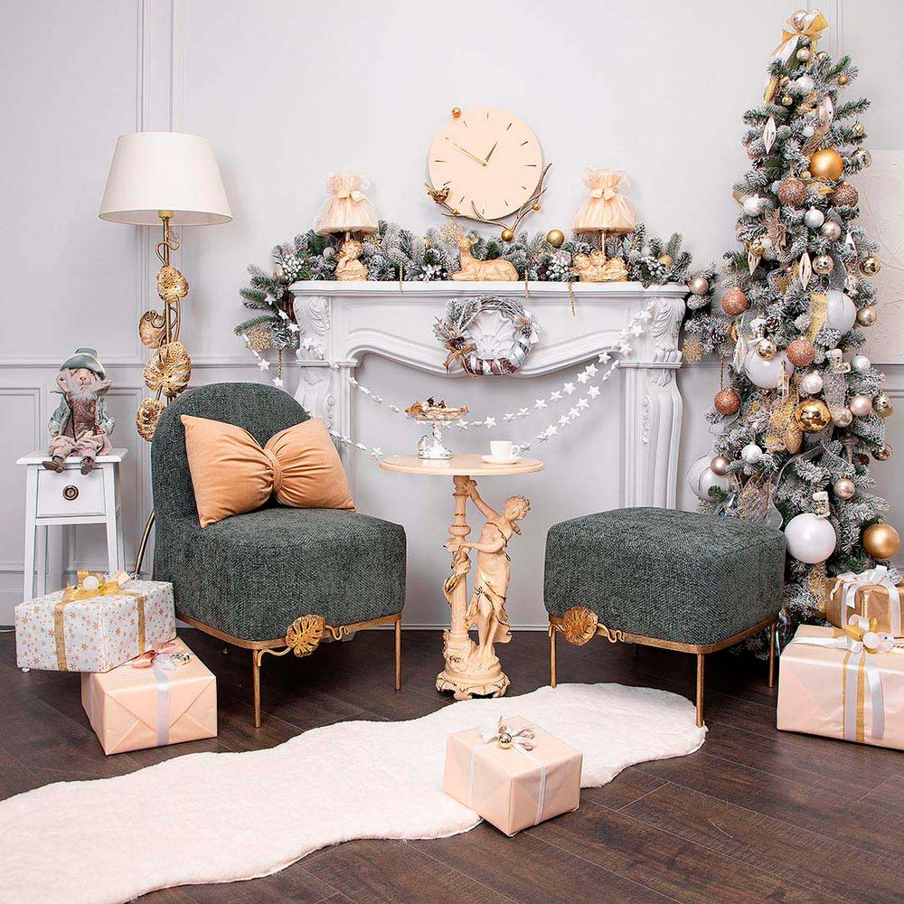 Банкетка Monstera Deliciosa (Монстера) Квадро Лазурный Амбер