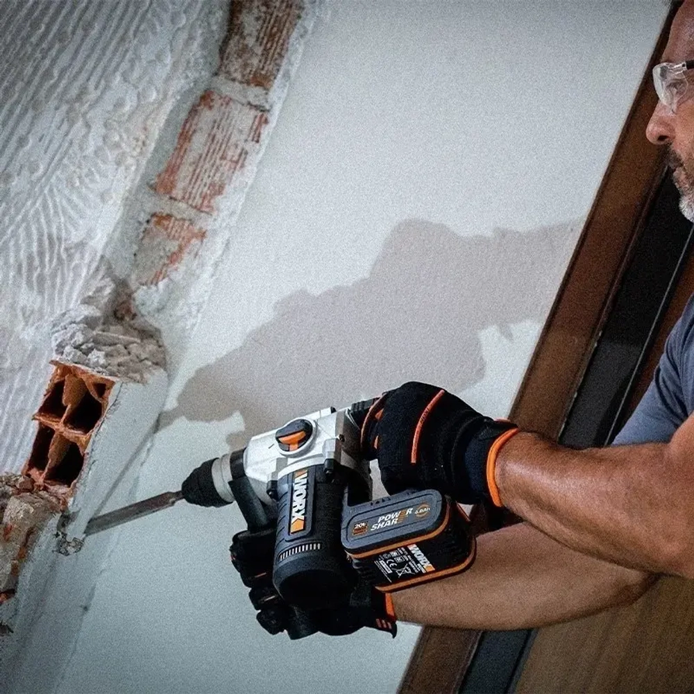 WORX WX392 аккумуляторный перфоратор (2 x 4 Ач, ЗУ)