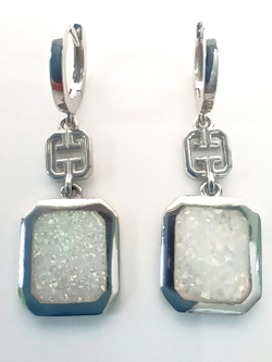 Серьги Эстерелла, серебро, 925 проба, родирование, опал синтетический/Ф