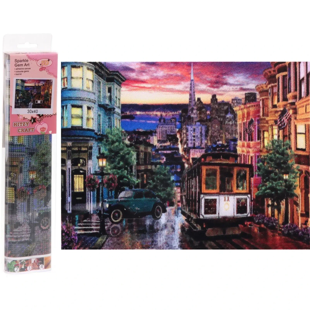 Алмазная мозаика в рулоне 30*40см полная выкладка «DIAMOND», Улочка