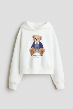 H&M Толстовка с капюшоном и принтом, белый