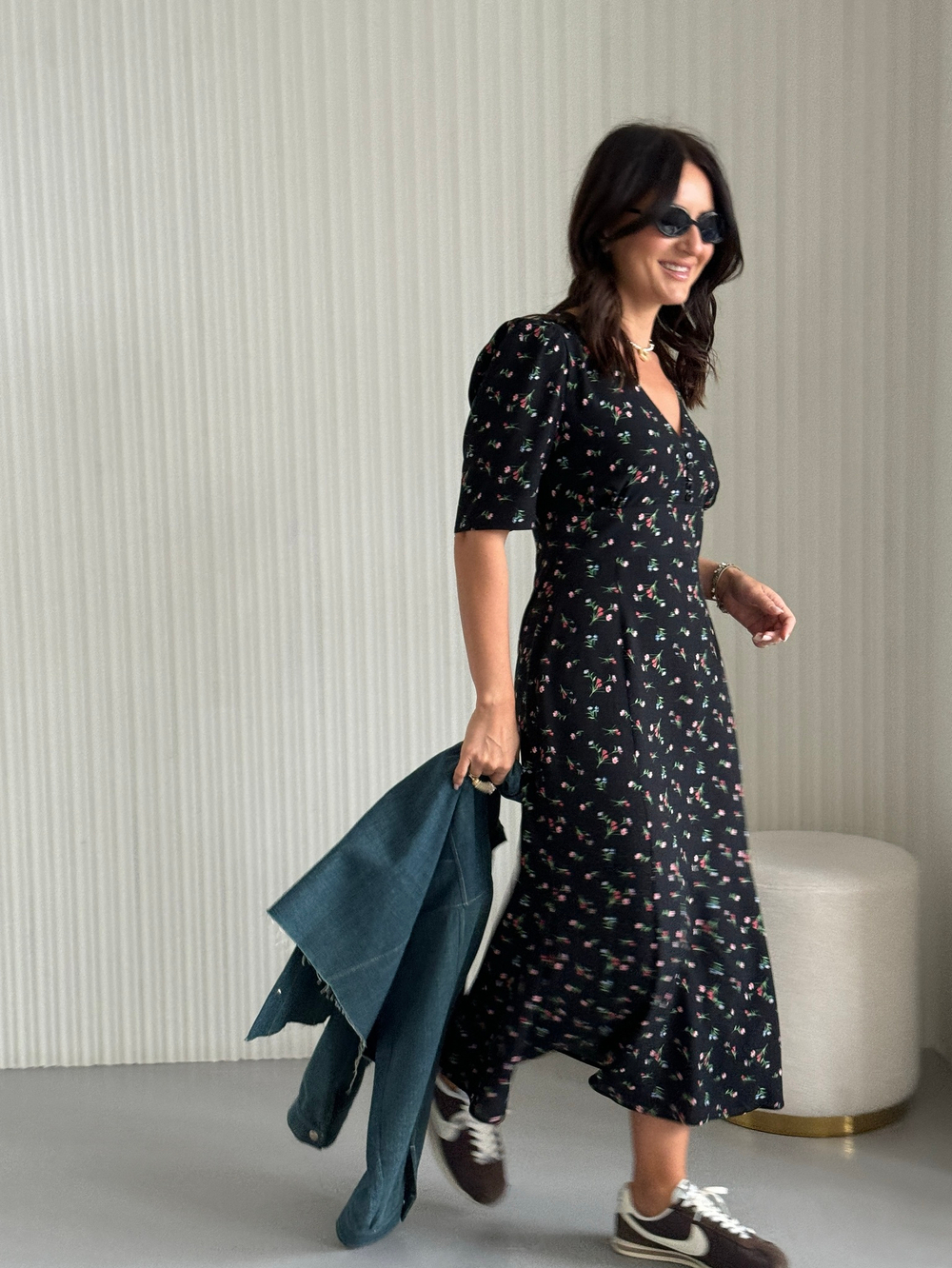 Силуэтное платье в цветок