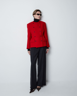 Жакет двубортный приталенный из шерсти красный