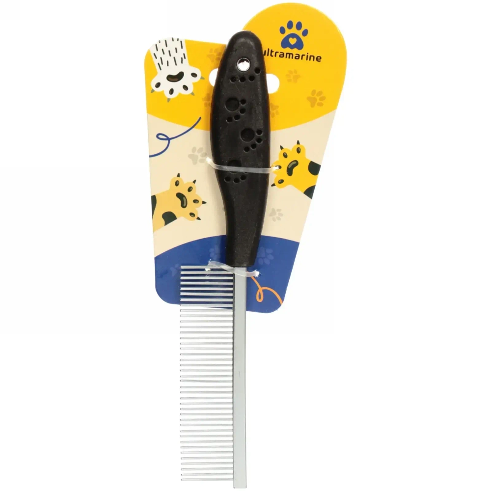 Расческа для собак и кошек «Алиса», для всех видов шерсти, цвет чёрный, 20см (блистер)