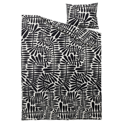 IKEA MAJSMOTT  (ИКЕА МАЙСМОТТ)  -  Пододеяльник и наволочка, кремовый/черный, 150x200/50x60 см