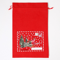 Мешочек подарочный новогодний с термонаклейкой 20х30 см