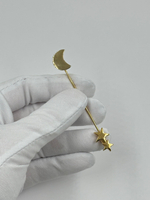 Брошь булавка с луной и звездами