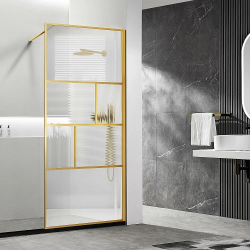 Душевое ограждение Vincea Walk-In 80 VSW-1HC800CFBG стекло прозрачное-рифленое/профиль брашированное золото