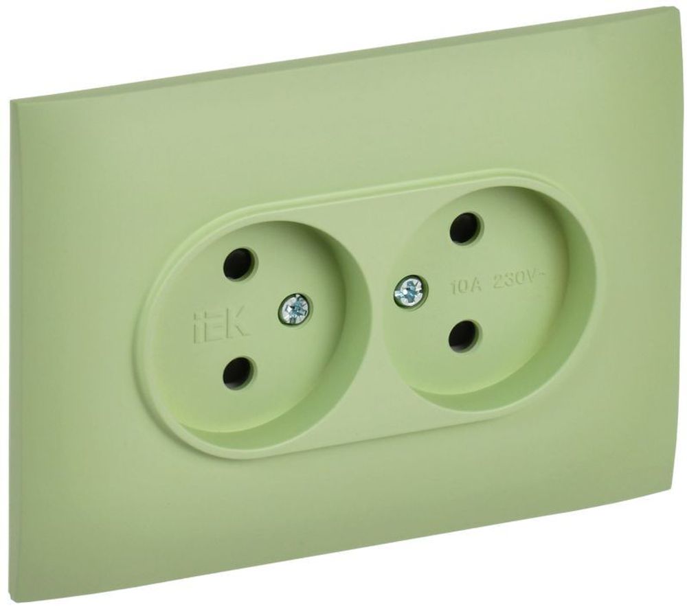 Розетка 2-м SKANDY 10А без заземл. защ. шторки в сборе SK-R09G мятный IEK SK-R23-10-K06-F Розетка 2-м SKANDY 10А без заземл. защ. шторки в сборе SK-R09G мятный IEK SK-R23-10-K06-F