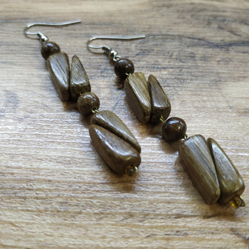 Серьги Клинышки, дерево, цвет темно-коричневый 314914