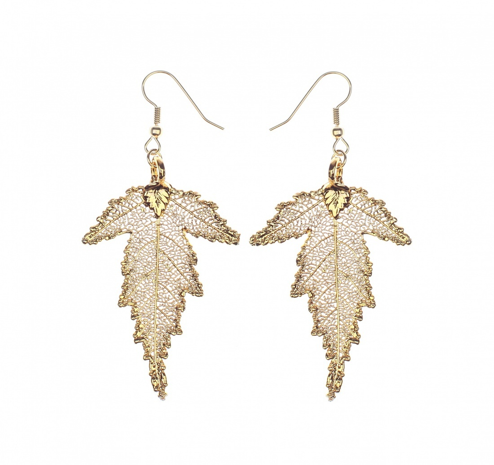 Серьги листья Ester Bijoux Шелковица LF57C-G BR