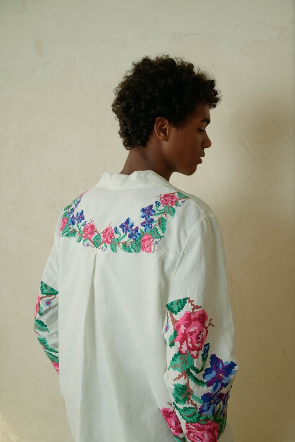 Рубашка Цветущая / Pink Blooming Long Sleeve белая - фото 1