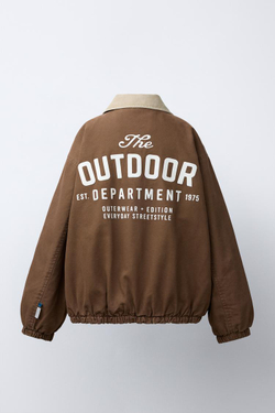 ZARA КУРТКА С КОНТРАСТНЫМ ВОРОТНИКОМ, КОРИЧНЕВЫЙ