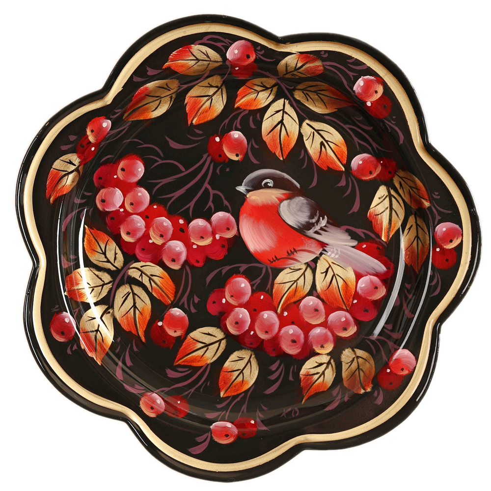 Жостовский поднос декоративный, размер 18 см (A1), металлический
