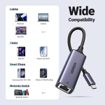 Конвертер USB 3.1 Type C на LAN RJ-45,10/100/1000 Mbps UGREEN 50737