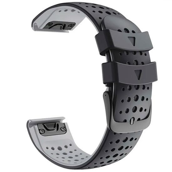 Ремешок дышащий Athlet 22 мм. для Garmin Fenix 7/6/5, EPIX 2, MARQ, Forerunner 935 / 945 / 955 / 965, instinct, instinct 2 двухцветный силиконовый быстросъемный