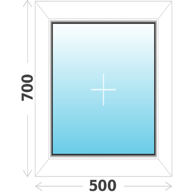 Окно пластиковое ПВХ 500х700 (ШхВ), Глухое , однокамерный энергосберегающий стеклопакет.