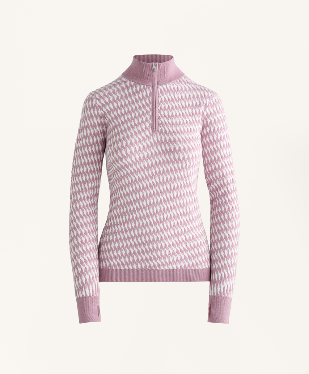 Oysho Лонгслив Base Layer из вязаного жаккарда с геометрическим узором, фиолетово-розовый