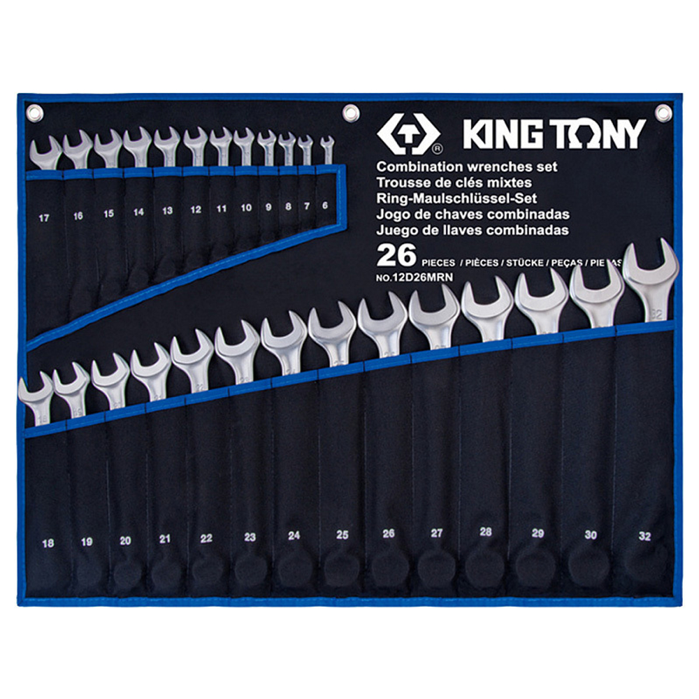 KING TONY (12D26MRN) Набор комбинированных ключей, 6-32 мм, 26 предметов