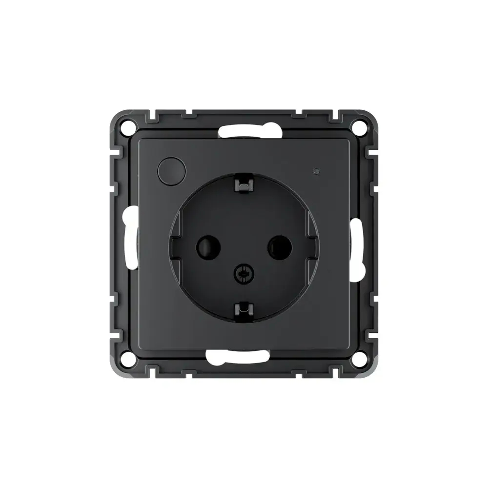 ATLASDESIGN SMART РОЗЕТКА с заземл., со шт., Zigbee, L+N, 16А, мех., КАРБОН