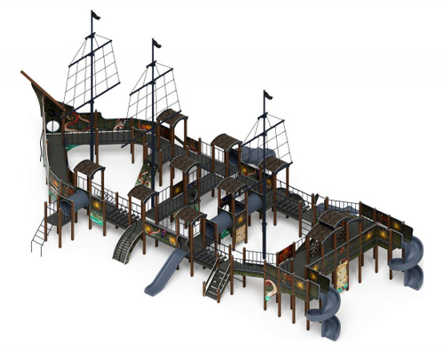 Детский игровой комплекс Баркентина Летучий голландец (винтовой скат) ДИК 2.03.3.06-11 H=1200 H=1500 H=2000