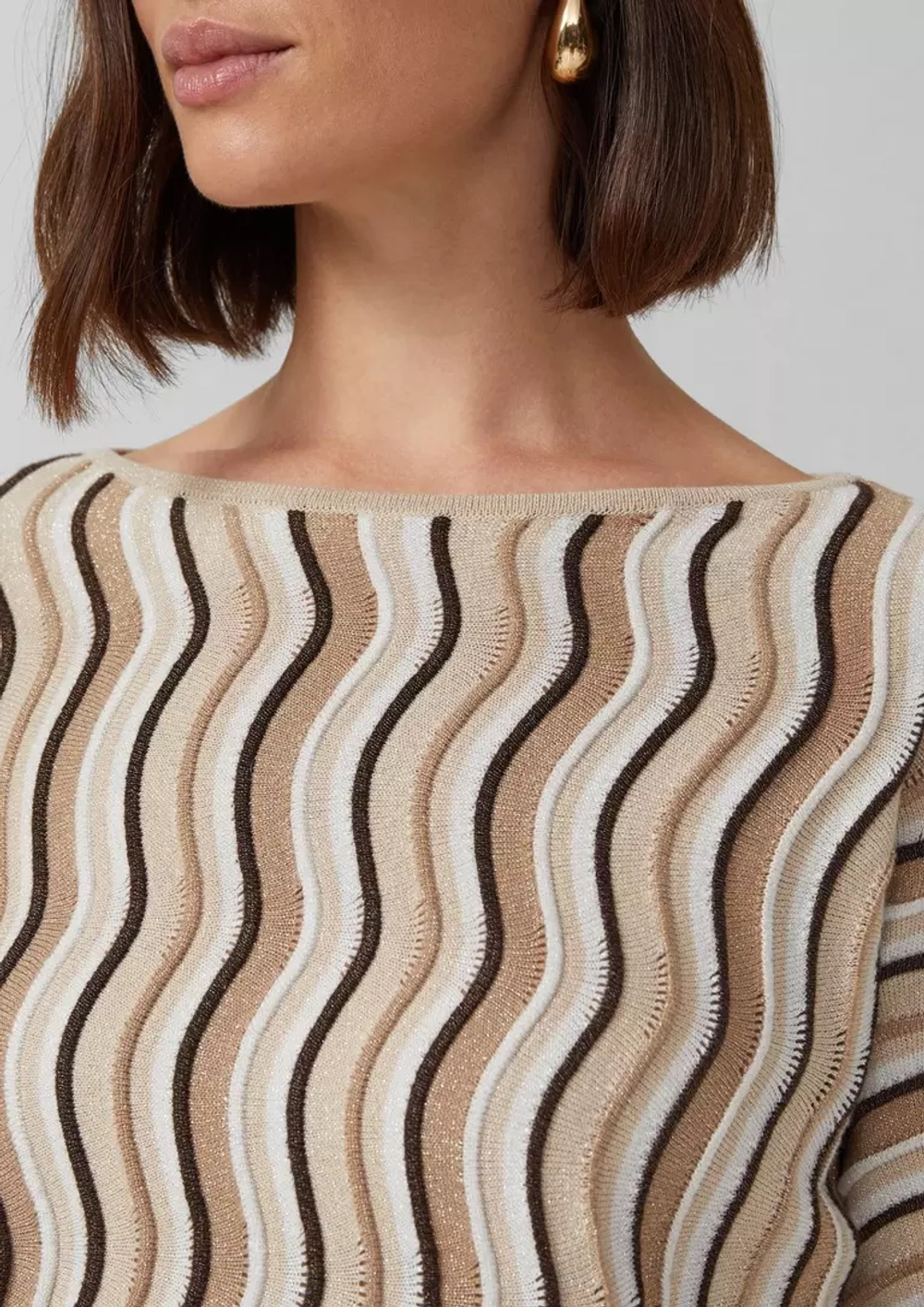 Легкий свитер тонкой вязки Relaxed Fit с рисунком волнистой текстуры Black Label