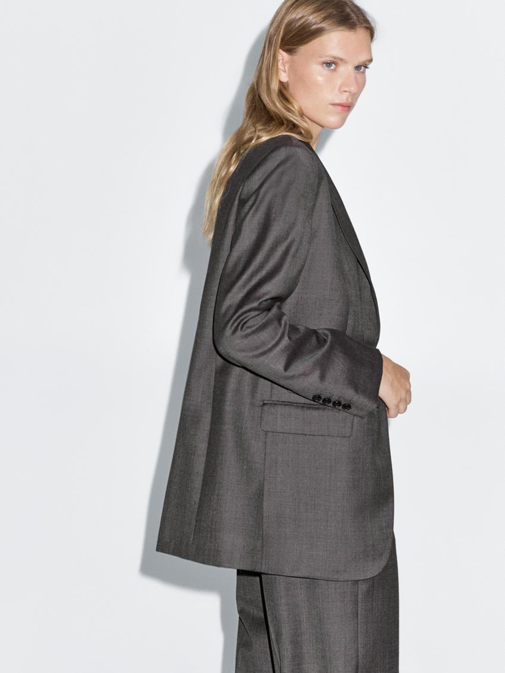 Massimo Dutti Костюмный пиджак из 100% шерсти, кротово-коричневый