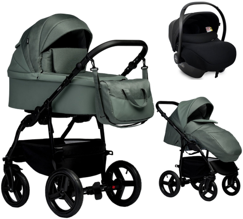 Детская коляска Indigo Impulse Eco 3 в 1 с автокреслом Avionaut Cosmo Ie01 шалфей кожа/шалфей