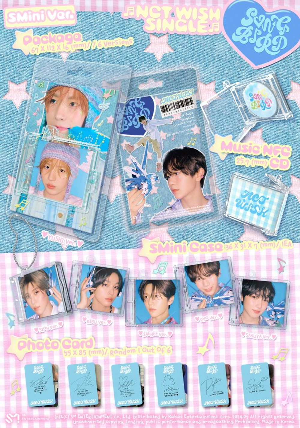Альбом NCT WISH - SONGBIRD Single Album SMini 6 Version SET