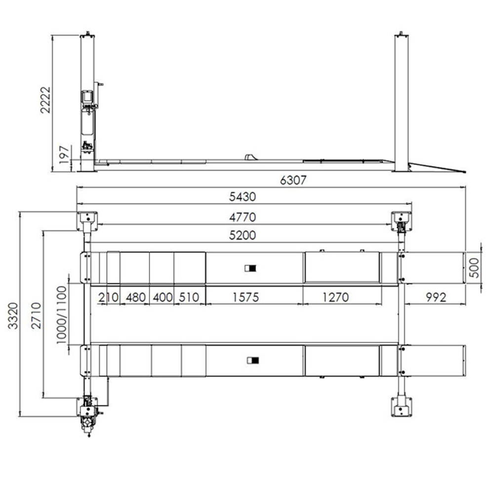 ТЕМП TFA5500-3D380 Подъёмник электрогидравлический четырехстоечный, 5,5 т