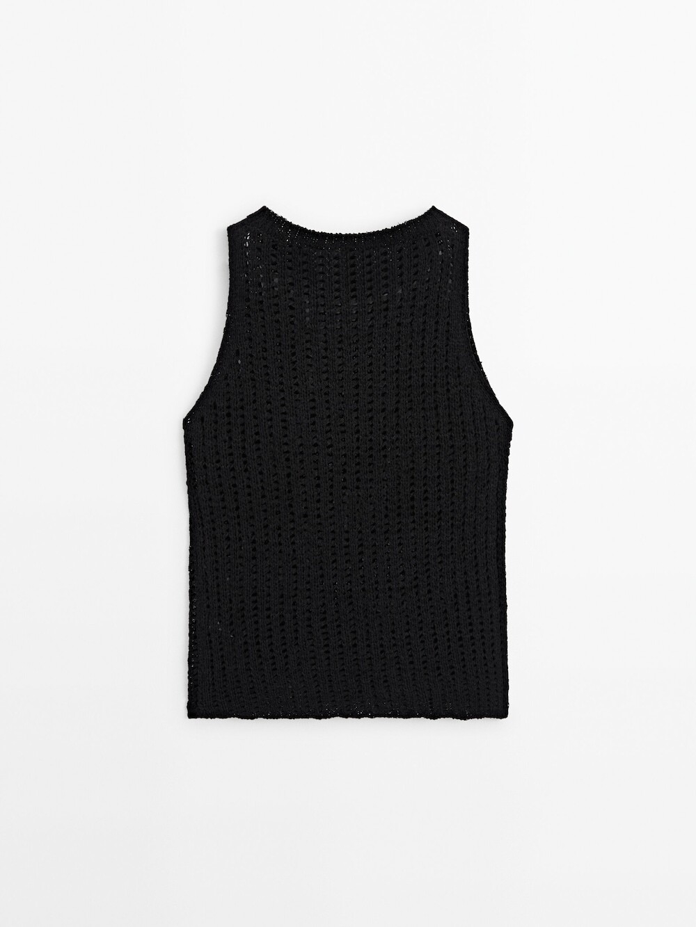 Massimo Dutti Топ из ажурного трикотажа с круглым вырезом, черный