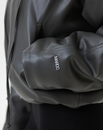 HOODED V-LEATHER JACKET