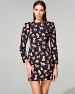 Платье длины мини с меховой отделкой