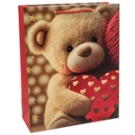 Подарочный пакет «Мишка и сердце» в четрых дизайнах, 26х32х10 см