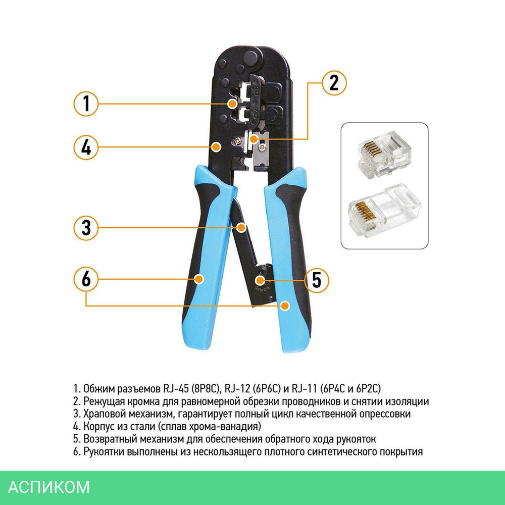 Кримпер PROconnect HT-568R черный/синий (12-3432-6)