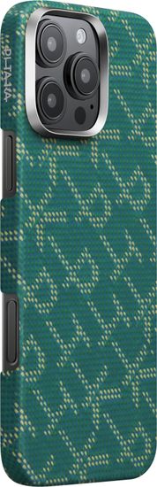 Чехол Pitaka Monogram Ultra-Slim для iPhone 17 Pro Max, зелено-золотой