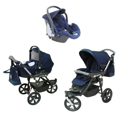 Детская коляска Cortina X3 Tris Evolution 3 в 1 (синий)