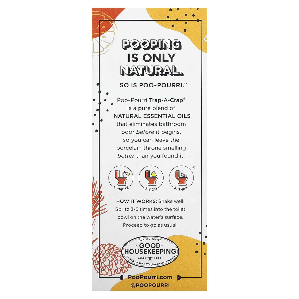 Poo-Pourri, Before-You-Go, спрей-освежитель для туалета, Trap-A-Crap, кедр и цитрус, 59 мл (2 жидк. унции)