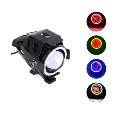 Фара линзовая 12-80V для электросамокатов (красный цвет свечения френча)