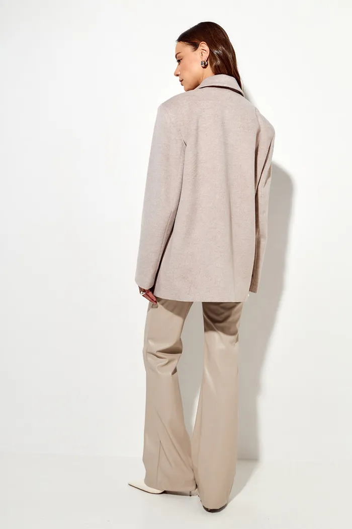 Пальто-пиджак с шерстью жемчужного цвета