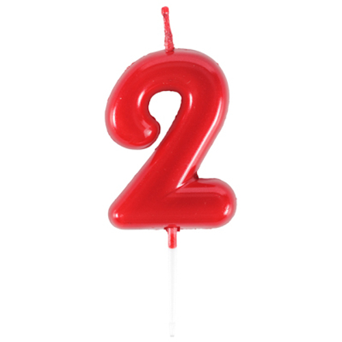 Свеча -цифра "2" Красная 4,5см
