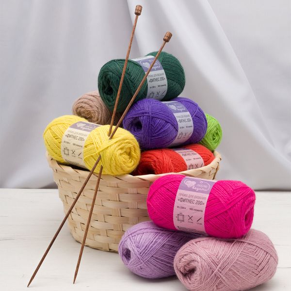 Пряжа Люблю вязать Фитнес 200 / уп.6 мот. по 50 г, 200 м, 344 желтый