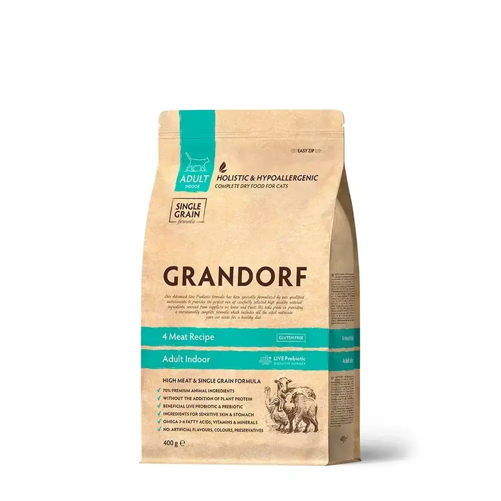 GRANDORF CAT 4 Meat PROBIOTIC INDOOR 2кг/400гр-950р